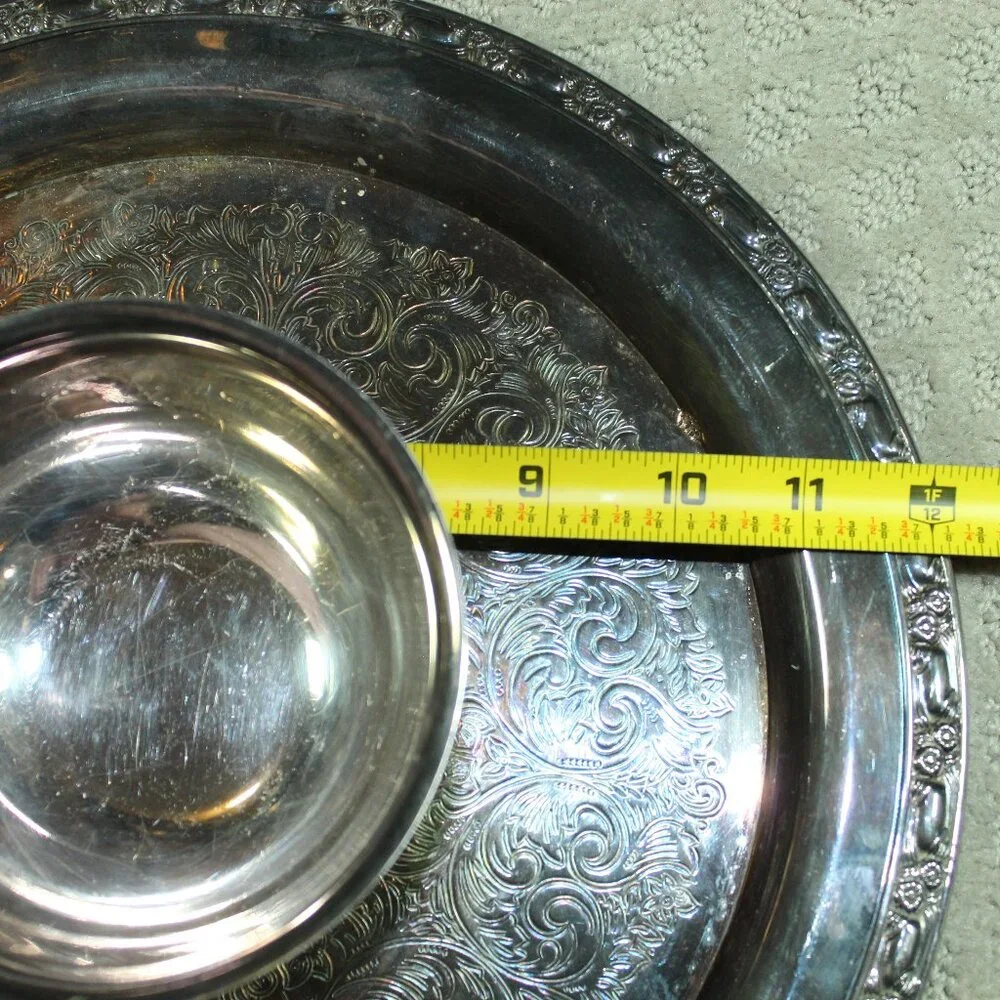 Wm A Rogers Oneida LTD Silversmiths 12” Silver Chip & Dip Platter Serving Tray